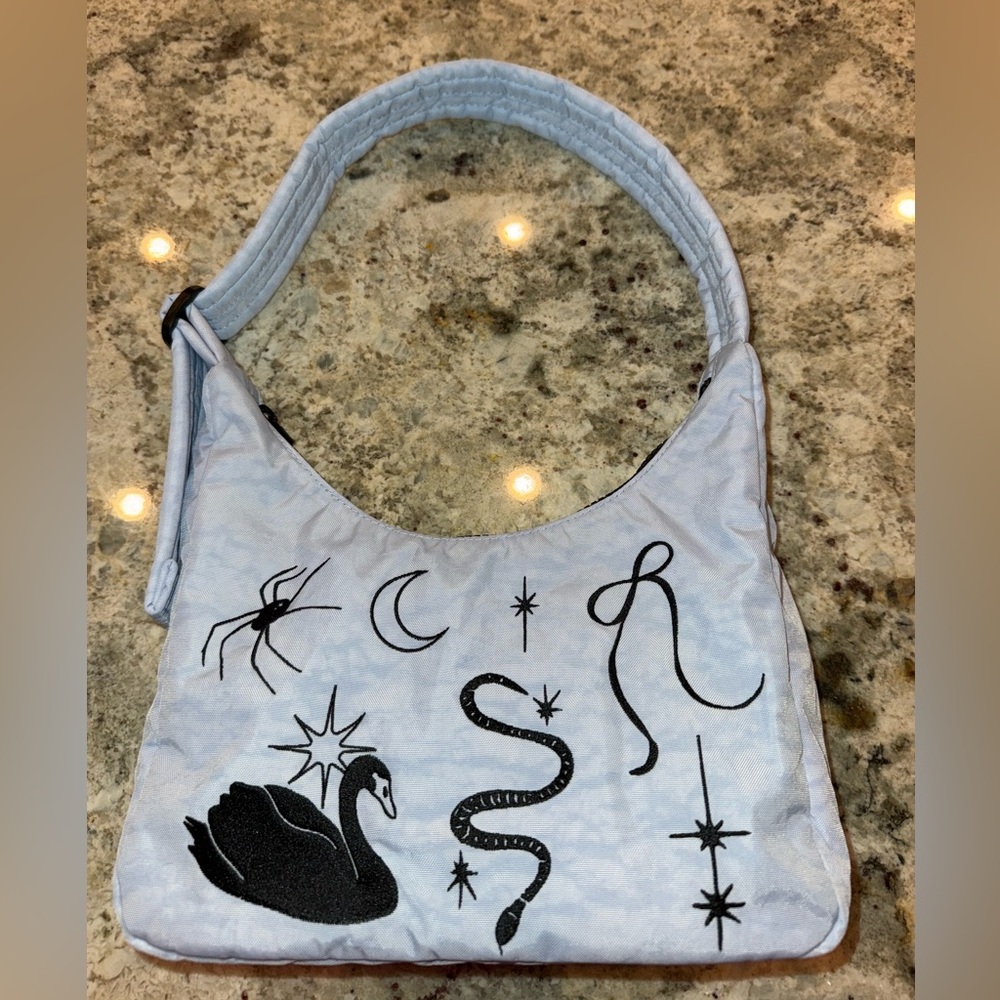 NWOT BAGGU Embroidered Ballet Icons Mini Nylon Shoulder Bag